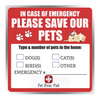 Save Our Pets Window Decal - Pet Evac Pak