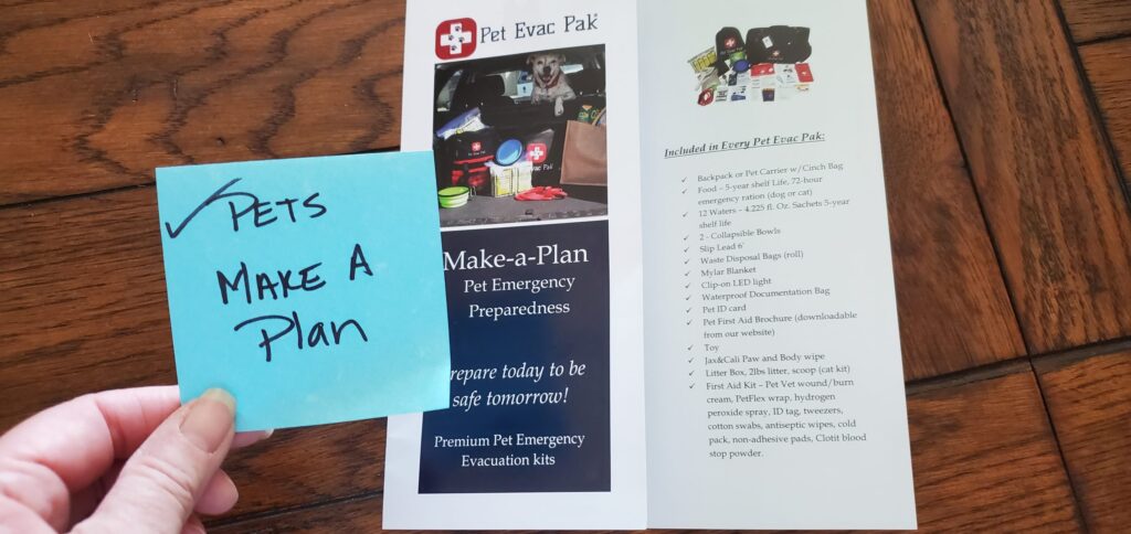 Make a plan, pet emergency plan